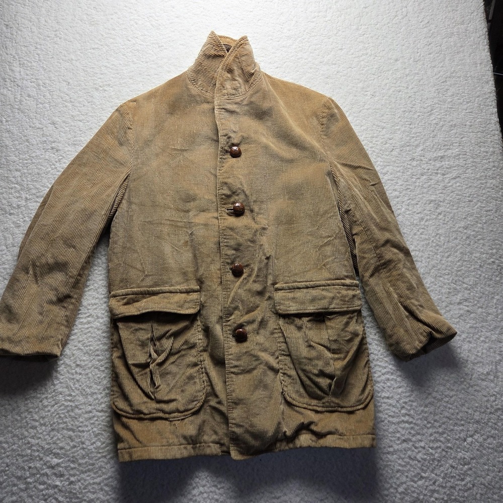 Vintage California Coat Mens 40 Beige Corduroy Sherpa Lined Winter Overcoat
